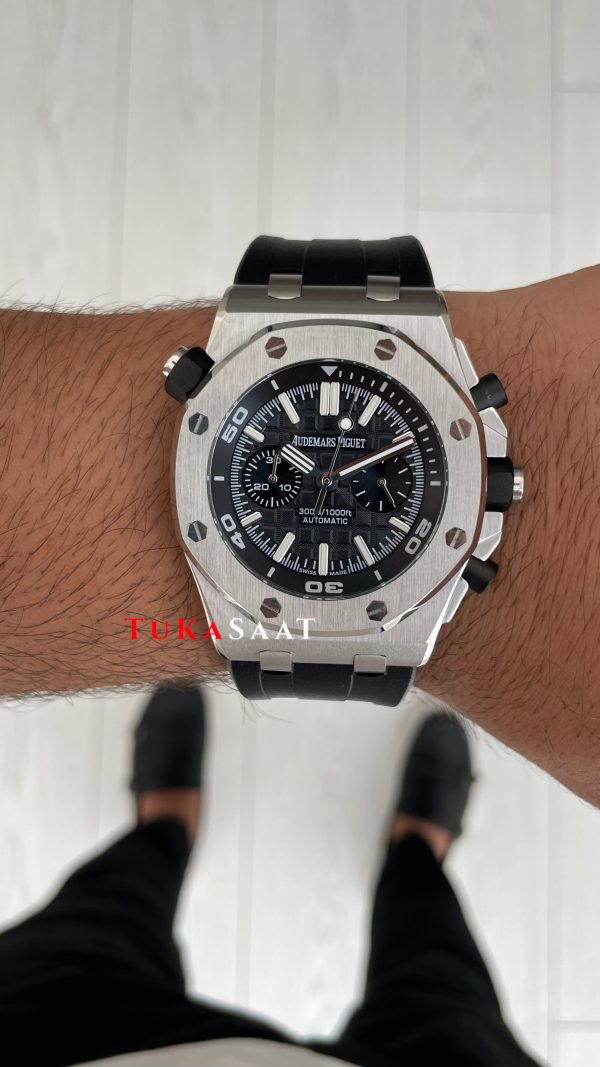 Audemars Piguet Royal Oak Offshore Diver Chronograph Siyah Kadran 26703ST Silver 42 mm Replika Saat Audemars Piguet Royal Oak Offshore Diver Chronograph Siyah Kadran 26703ST Silver 42 mm Replika Saat