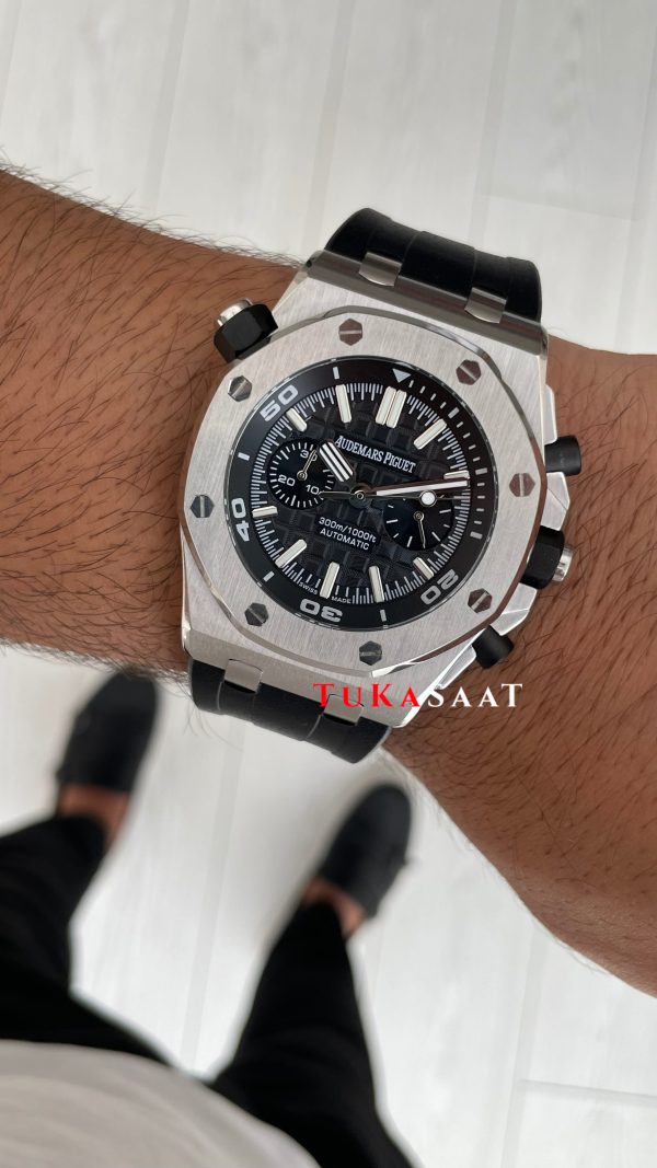 Audemars Piguet Royal Oak Offshore Diver Chronograph Siyah Kadran 26703ST Silver 42 mm Replika Saat Audemars Piguet Royal Oak Offshore Diver Chronograph Siyah Kadran 26703ST Silver 42 mm Replika Saat
