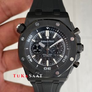 Audemars Piguet Royal Oak Offshore Diver Chronograph Siyah Kadran 42mm PVD Black Replika Saat