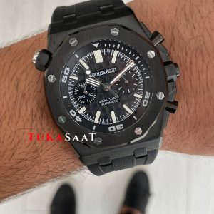 Audemars Piguet Royal Oak Offshore Diver Chronograph Siyah Kadran 42mm PVD Black Replika Saat