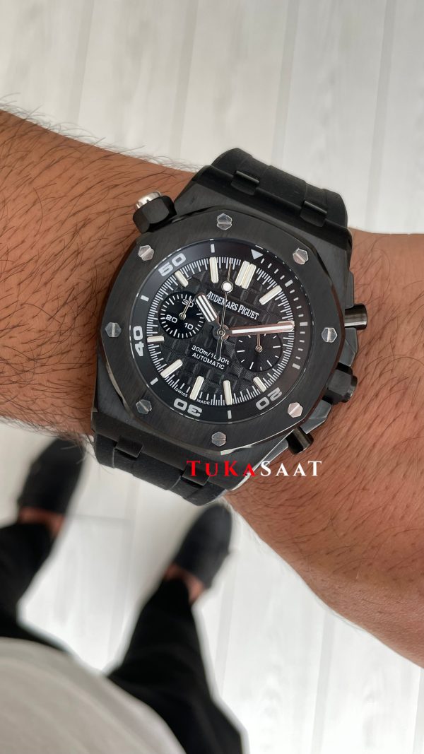 Audemars Piguet Royal Oak Offshore Diver Chronograph Siyah Kadran 42mm PVD Black Replika Saat Audemars Piguet Royal Oak Offshore Diver Chronograph Siyah Kadran 42mm PVD Black Replika Saat