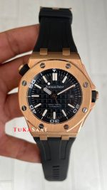 Audemars Piguet Royal Oak Offshore Diver Siyah Kadran 15340OR Rosegold 42mm Replika Saat