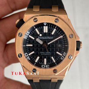 Audemars Piguet Royal Oak Offshore Diver Siyah Kadran 15340OR Rosegold 42mm Replika Saat