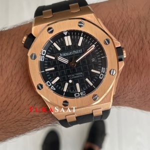 Audemars Piguet Royal Oak Offshore Diver Siyah Kadran 15340OR Rosegold 42mm Replika Saat
