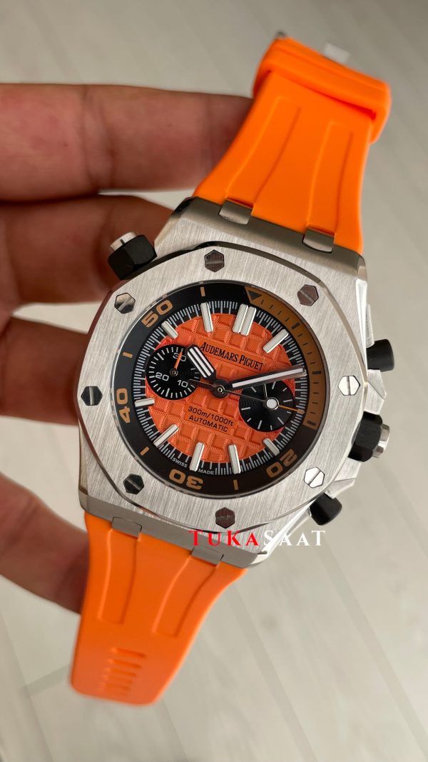 Audemars Piguet Royal Oak Offshore Diver Turuncu Kadran 26703ST Orange 42mm Replika Saat Audemars Piguet Royal Oak Offshore Diver Turuncu Kadran 26703ST Orange 42mm Replika Saat