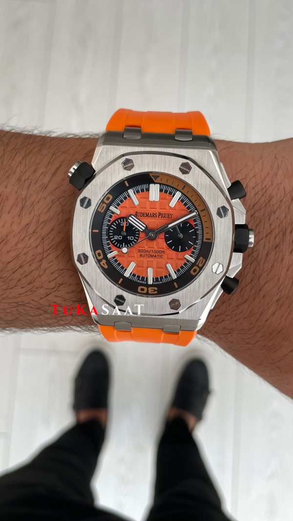 Audemars Piguet Royal Oak Offshore Diver Turuncu Kadran 26703ST Orange 42mm Replika Saat Audemars Piguet Royal Oak Offshore Diver Turuncu Kadran 26703ST Orange 42mm Replika Saat