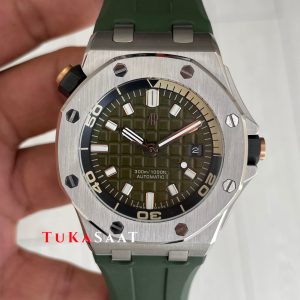 Audemars Piguet Royal Oak Offshore Diver Yeşil Kadran 15720ST Khaki Green Silver 42mm Replika Saat