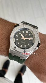 Audemars Piguet Royal Oak Offshore Diver Yeşil Kadran 15720ST Khaki Green Silver 42mm Replika Saat
