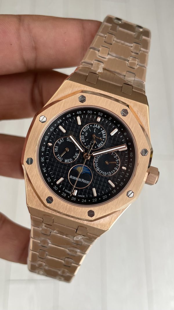 Audemars Piguet Royal Oak Perpetual Calendar 26574OR Siyah 41 mm Rose Replika Saat Audemars Piguet Royal Oak Perpetual Calendar 26574OR Siyah 41 mm Rose Replika Saat