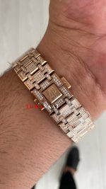 Audemars Piguet Royal Oak Siyah Kadran 15400OR Diamond Rose Replika Saat
