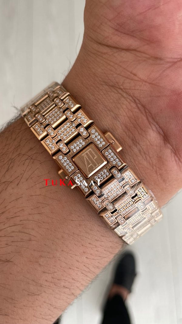 Audemars Piguet Royal Oak Siyah Kadran 15400OR Diamond Rose Replika Saat Audemars Piguet Royal Oak Siyah Kadran 15400OR Diamond Rose Replika Saat