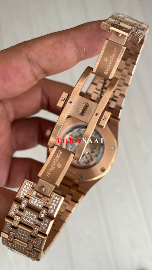 Audemars Piguet Royal Oak Siyah Kadran 15400OR Diamond Rose Replika Saat Audemars Piguet Royal Oak Siyah Kadran 15400OR Diamond Rose Replika Saat