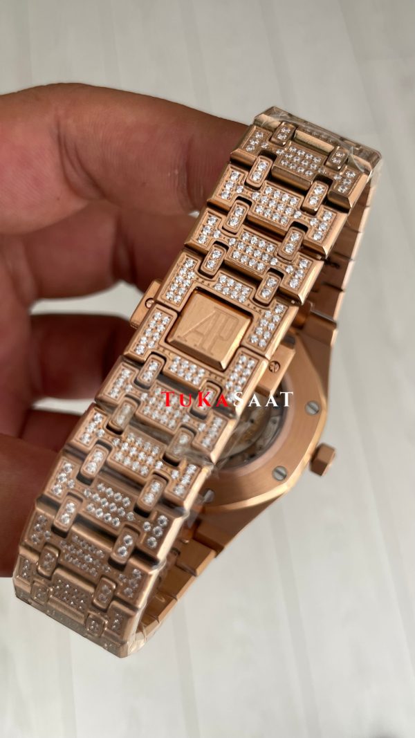 Audemars Piguet Royal Oak Siyah Kadran 15400OR Diamond Rose Replika Saat Audemars Piguet Royal Oak Siyah Kadran 15400OR Diamond Rose Replika Saat