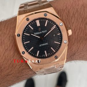 Audemars Piguet Royal Oak Siyah Kadran 15400OR Rose Replika Saat