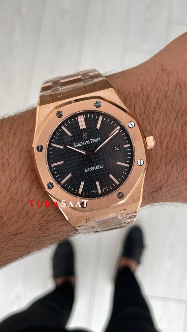 Audemars Piguet Royal Oak Siyah Kadran 15400OR Rose Replika Saat Audemars Piguet Royal Oak Siyah Kadran 15400OR Rose Replika Saat