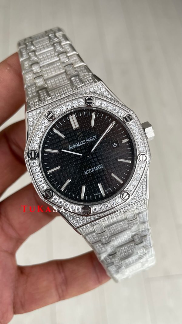 Audemars Piguet Royal Oak Siyah Kadran 15400ST Diamond Silver Replika Saat Audemars Piguet Royal Oak Siyah Kadran 15400ST Diamond Silver Replika Saat