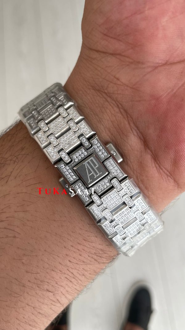Audemars Piguet Royal Oak Siyah Kadran 15400ST Diamond Silver Replika Saat Audemars Piguet Royal Oak Siyah Kadran 15400ST Diamond Silver Replika Saat