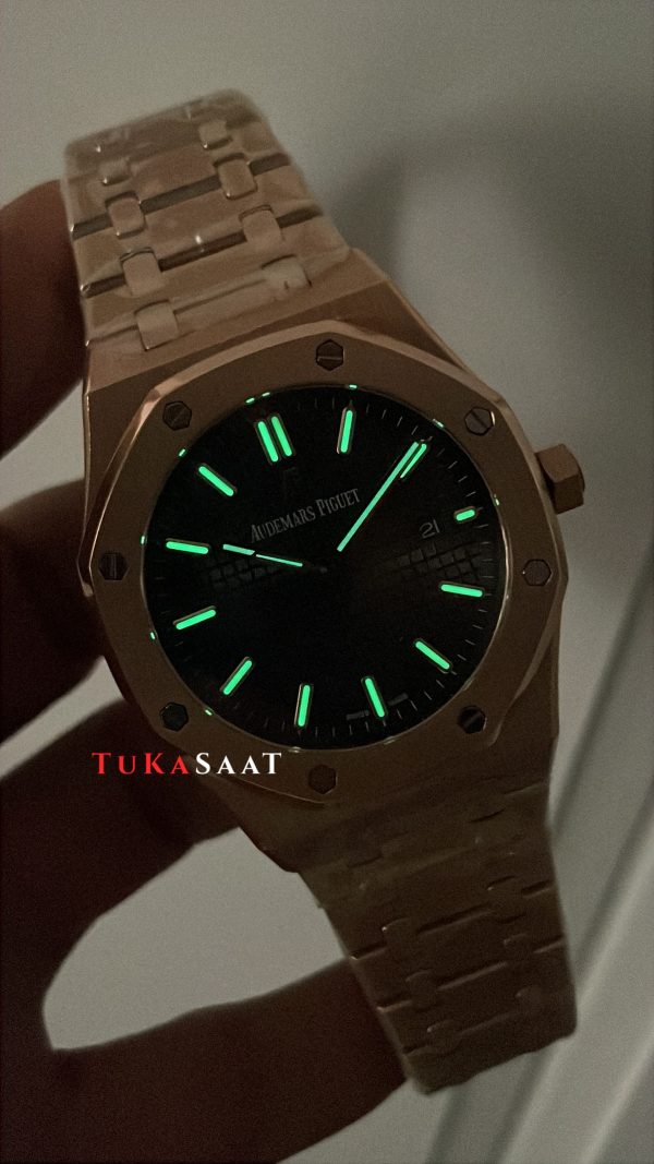 Audemars Piguet Royal Oak Siyah Kadran 15510OR 50th Anniversary Rose Replika Saat Audemars Piguet Royal Oak Siyah Kadran 15510OR 50th Anniversary Rose Replika Saat