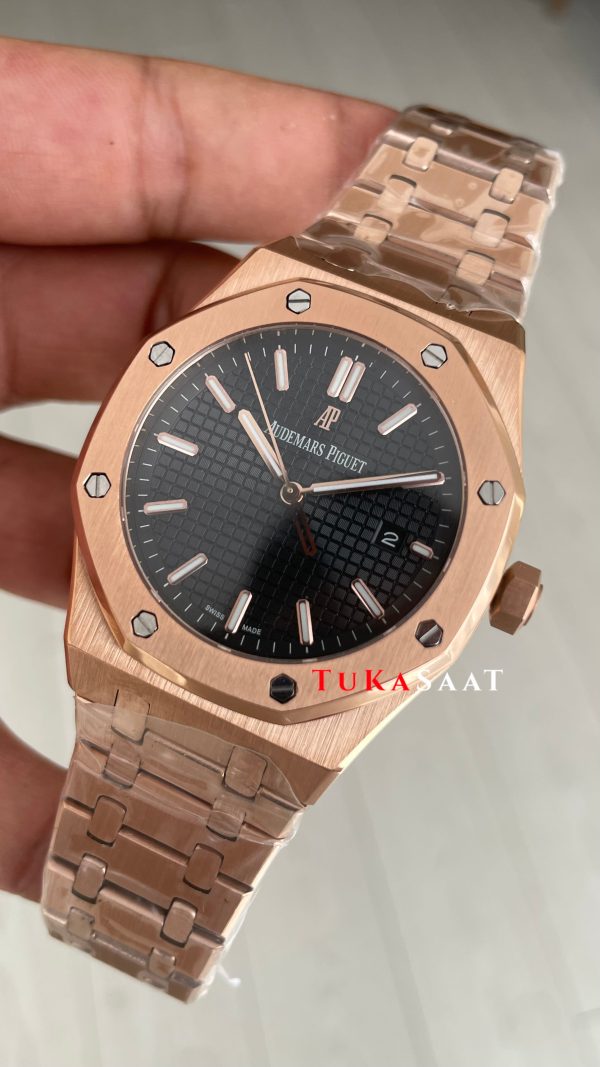 Audemars Piguet Royal Oak Siyah Kadran 15510OR 50th Anniversary Rose Replika Saat Audemars Piguet Royal Oak Siyah Kadran 15510OR 50th Anniversary Rose Replika Saat