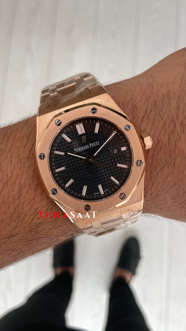 Audemars Piguet Royal Oak Siyah Kadran 15510OR 50th Anniversary Rose Replika Saat Audemars Piguet Royal Oak Siyah Kadran 15510OR 50th Anniversary Rose Replika Saat
