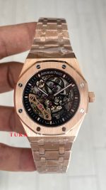 Audemars Piguet Royal Oak Skeleton 15407OR Double Balance iskelet Rose Replika Saat