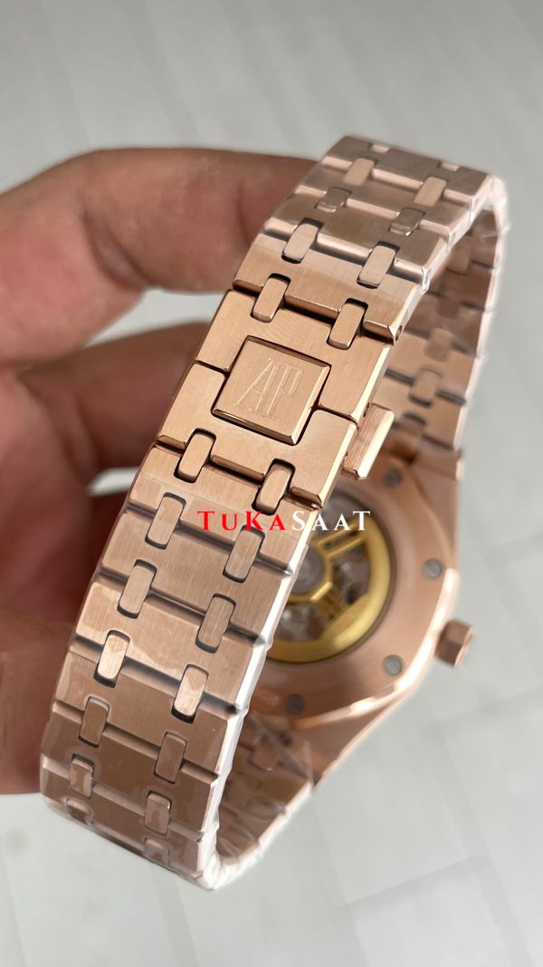Audemars Piguet Royal Oak Skeleton 15407OR Double Balance iskelet Rose Replika Saat Audemars Piguet Royal Oak Skeleton 15407OR Double Balance iskelet Rose Replika Saat