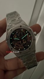 Audemars Piguet Royal Oak Skeleton 15407ST Double Balance iskelet Silver Replika Saat