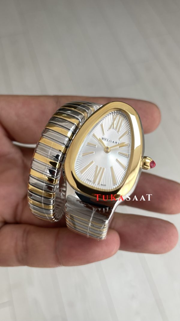 Bulgari Serpenti Tubogas Beyaz Kadran 103648 Silver Gold 35mm Kadın Kol Saati
