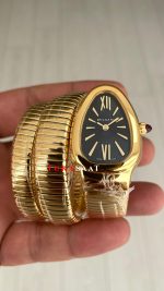 Bulgari Serpenti Tubogas Siyah Kadran Gold 35mm 3 Sarmalı Kadın Kol Saati