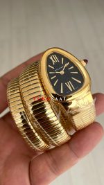 Bulgari Serpenti Tubogas Siyah Kadran Gold 35mm 3 Sarmalı Kadın Kol Saati