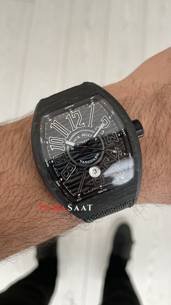 Franck Muller Vanguard Carbon V45 Black 44mm Super Clone Swiss ETA Saat ABF Factory Franck Muller Vanguard Carbon V45 Black 44mm Super Clone Swiss ETA Saat ABF Factory