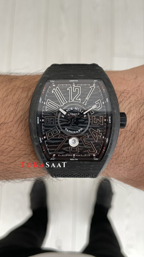 Franck Muller Vanguard Carbon V45 Black 44mm Super Clone Swiss ETA Saat ABF Factory Franck Muller Vanguard Carbon V45 Black 44mm Super Clone Swiss ETA Saat ABF Factory