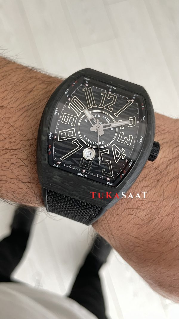 Franck Muller Vanguard Carbon V45 Black 44mm Super Clone Swiss ETA Saat ABF Factory Franck Muller Vanguard Carbon V45 Black 44mm Super Clone Swiss ETA Saat ABF Factory