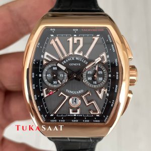 Franck Muller Vanguard Chronograph Siyah V45CCDT Rosegold 44mm Super Clone Swiss ETA Saat ABF Factory