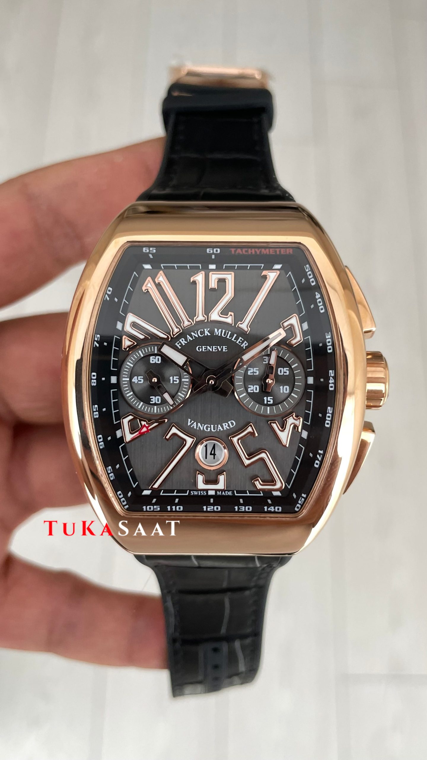 Franck Muller Vanguard Chronograph Siyah V45CCDT Rosegold 44mm Super Clone Swiss ETA Saat ABF Factory Franck Muller Vanguard Chronograph Siyah V45CCDT Rosegold 44mm Super Clone Swiss ETA Saat ABF Factory