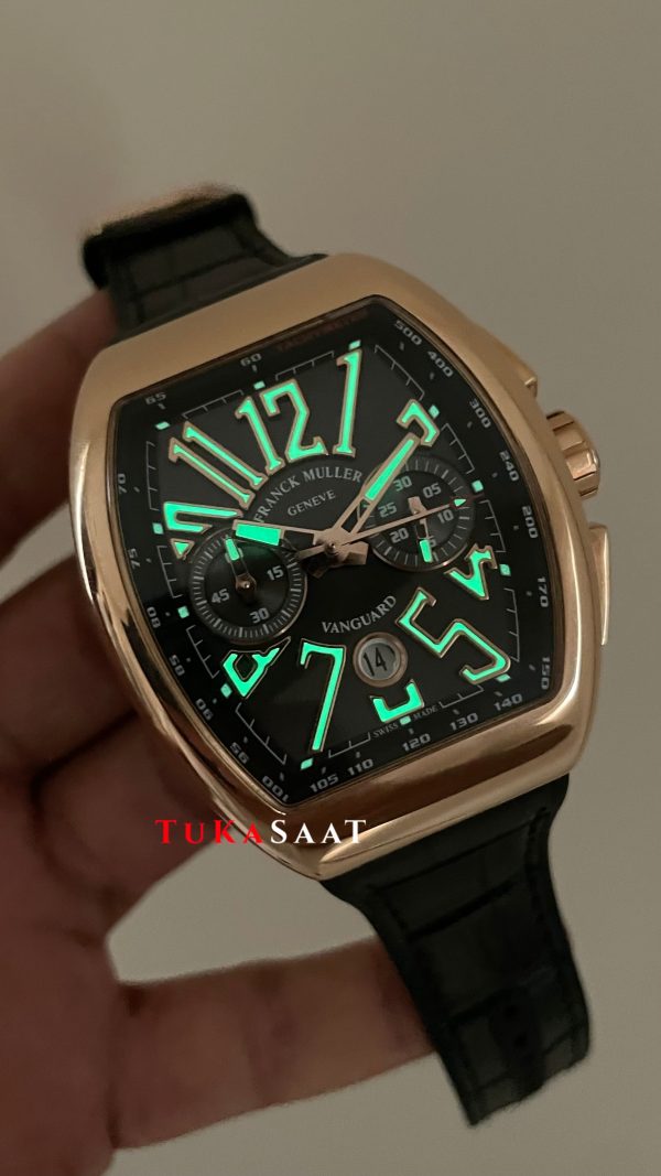 Franck Muller Vanguard Chronograph Siyah V45CCDT Rosegold 44mm Super Clone Swiss ETA Saat ABF Factory Franck Muller Vanguard Chronograph Siyah V45CCDT Rosegold 44mm Super Clone Swiss ETA Saat ABF Factory