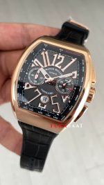 Franck Muller Vanguard Chronograph Siyah V45CCDT Rosegold 44mm Super Clone Swiss ETA Saat ABF Factory