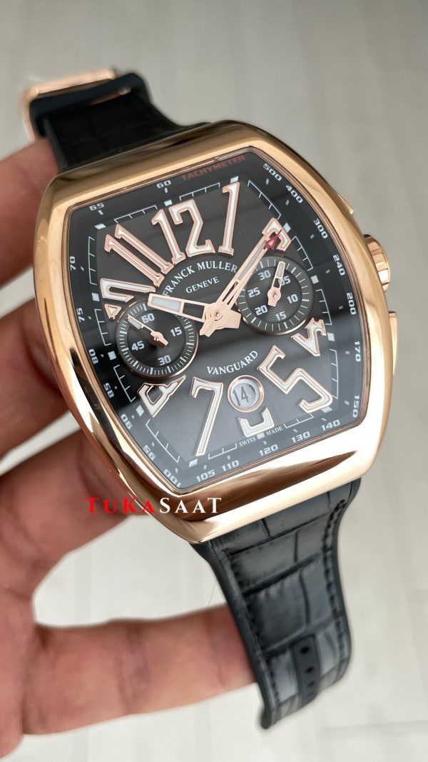 Franck Muller Vanguard Chronograph Siyah V45CCDT Rosegold 44mm Super Clone Swiss ETA Saat ABF Factory Franck Muller Vanguard Chronograph Siyah V45CCDT Rosegold 44mm Super Clone Swiss ETA Saat ABF Factory