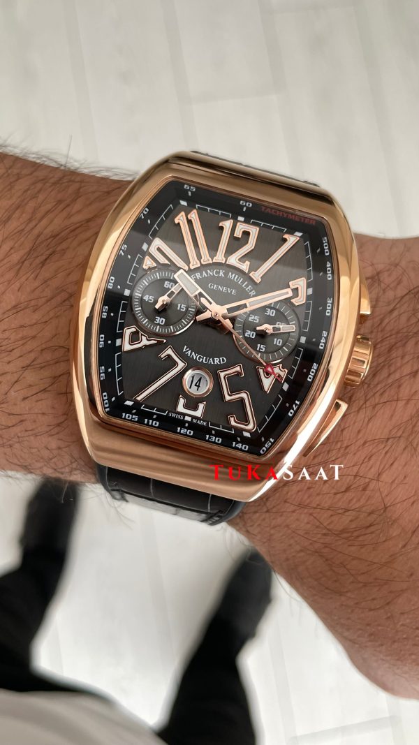Franck Muller Vanguard Chronograph Siyah V45CCDT Rosegold 44mm Super Clone Swiss ETA Saat ABF Factory Franck Muller Vanguard Chronograph Siyah V45CCDT Rosegold 44mm Super Clone Swiss ETA Saat ABF Factory