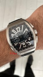 Franck Muller Vanguard Chronograph Siyah V45CCDT Silver 44mm Super Clone Swiss ETA Saat ABF Factory