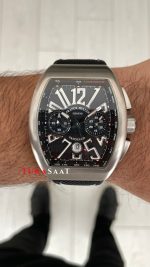 Franck Muller Vanguard Chronograph Siyah V45CCDT Silver 44mm Super Clone Swiss ETA Saat ABF Factory