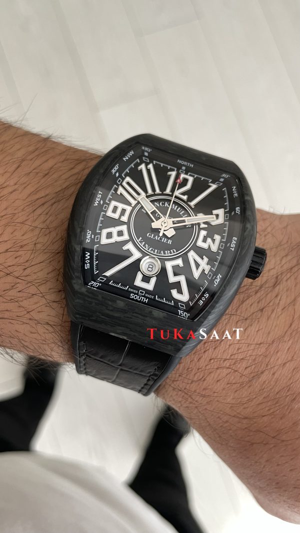 Franck Muller Vanguard Glacier Carbon V45 Black 44mm Super Clone Swiss ETA Saat ABF Factory