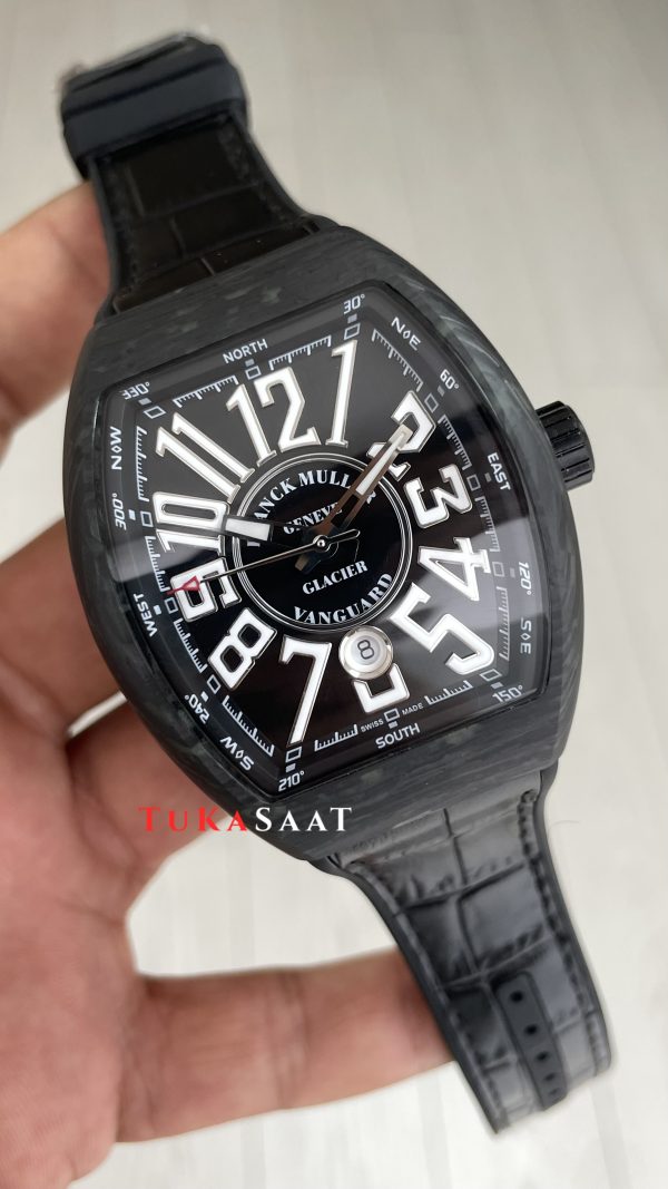 Franck Muller Vanguard Glacier Carbon V45 Black 44mm Super Clone Swiss ETA Saat ABF Factory