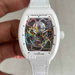 Franck Muller Vanguard Heart Skeleton Lady V32 White Ceramic 33mm Swiss ETA Saat ABF Factory