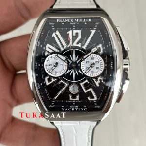 Franck Muller Vanguard Yachting Chronograph Beyaz V45CCDT Silver 44mm Super Clone Swiss ETA Saat ABF Factory