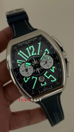 Franck Muller Vanguard Yachting Chronograph Mavi V45CCDT Silver 44mm Super Clone Swiss ETA Saat ABF Factory