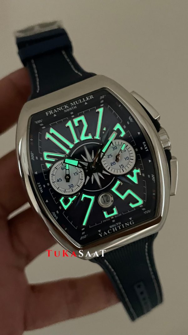 Franck Muller Vanguard Yachting Chronograph Mavi V45CCDT Silver 44mm Super Clone Swiss ETA Saat ABF Factory Franck Muller Vanguard Yachting Chronograph Mavi V45CCDT Silver 44mm Super Clone Swiss ETA Saat ABF Factory