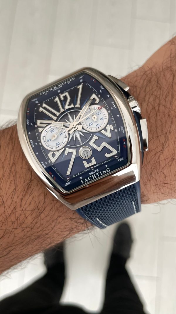 Franck Muller Vanguard Yachting Chronograph Mavi V45CCDT Silver 44mm Super Clone Swiss ETA Saat ABF Factory Franck Muller Vanguard Yachting Chronograph Mavi V45CCDT Silver 44mm Super Clone Swiss ETA Saat ABF Factory