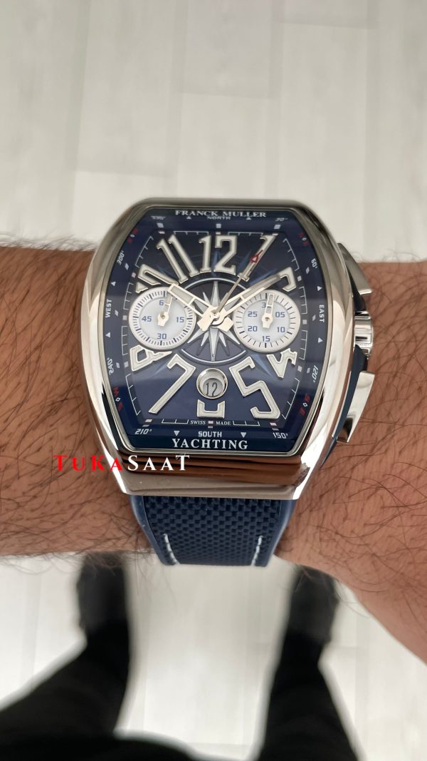Franck Muller Vanguard Yachting Chronograph Mavi V45CCDT Silver 44mm Super Clone Swiss ETA Saat ABF Factory Franck Muller Vanguard Yachting Chronograph Mavi V45CCDT Silver 44mm Super Clone Swiss ETA Saat ABF Factory
