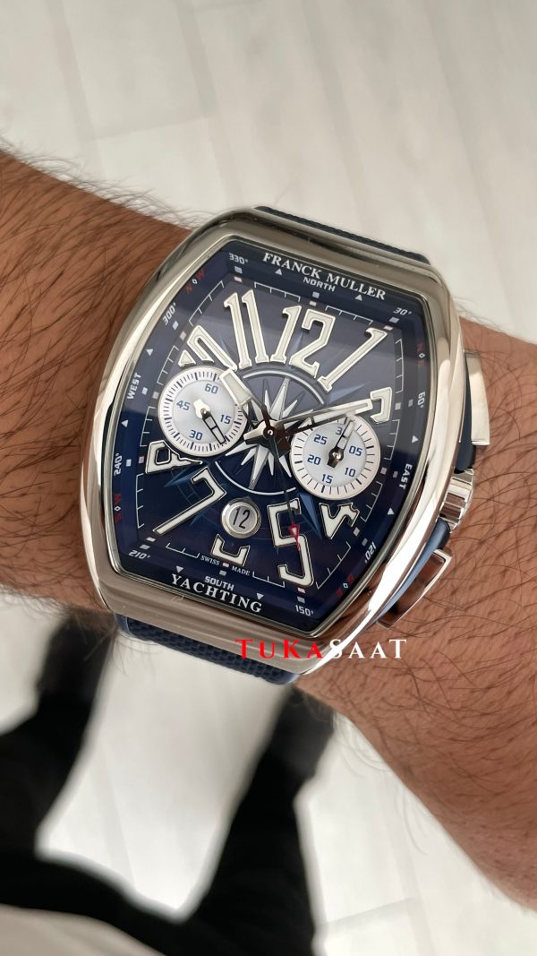 Franck Muller Vanguard Yachting Chronograph Mavi V45CCDT Silver 44mm Super Clone Swiss ETA Saat ABF Factory Franck Muller Vanguard Yachting Chronograph Mavi V45CCDT Silver 44mm Super Clone Swiss ETA Saat ABF Factory